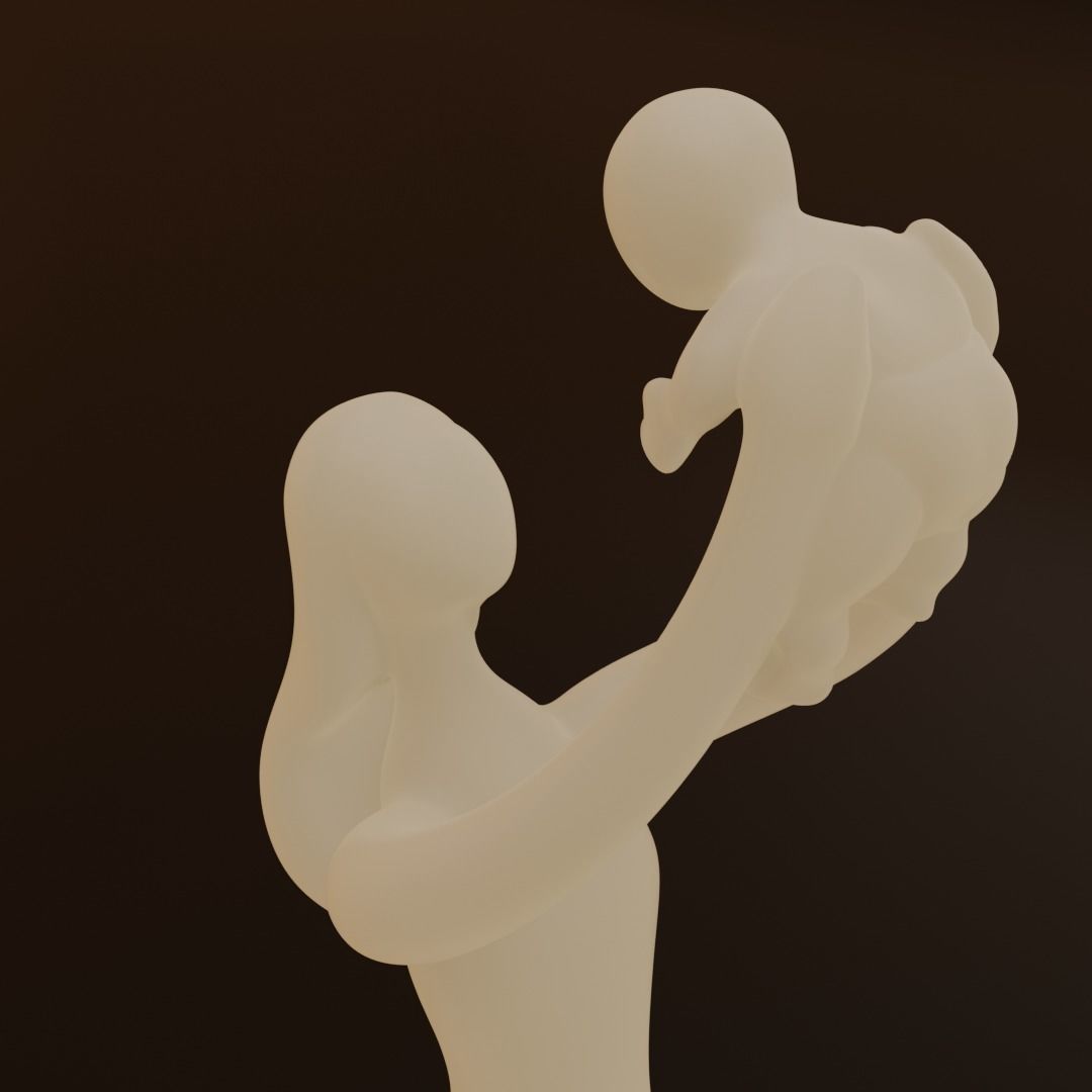 figurine of a woman and a child 3D print model_9