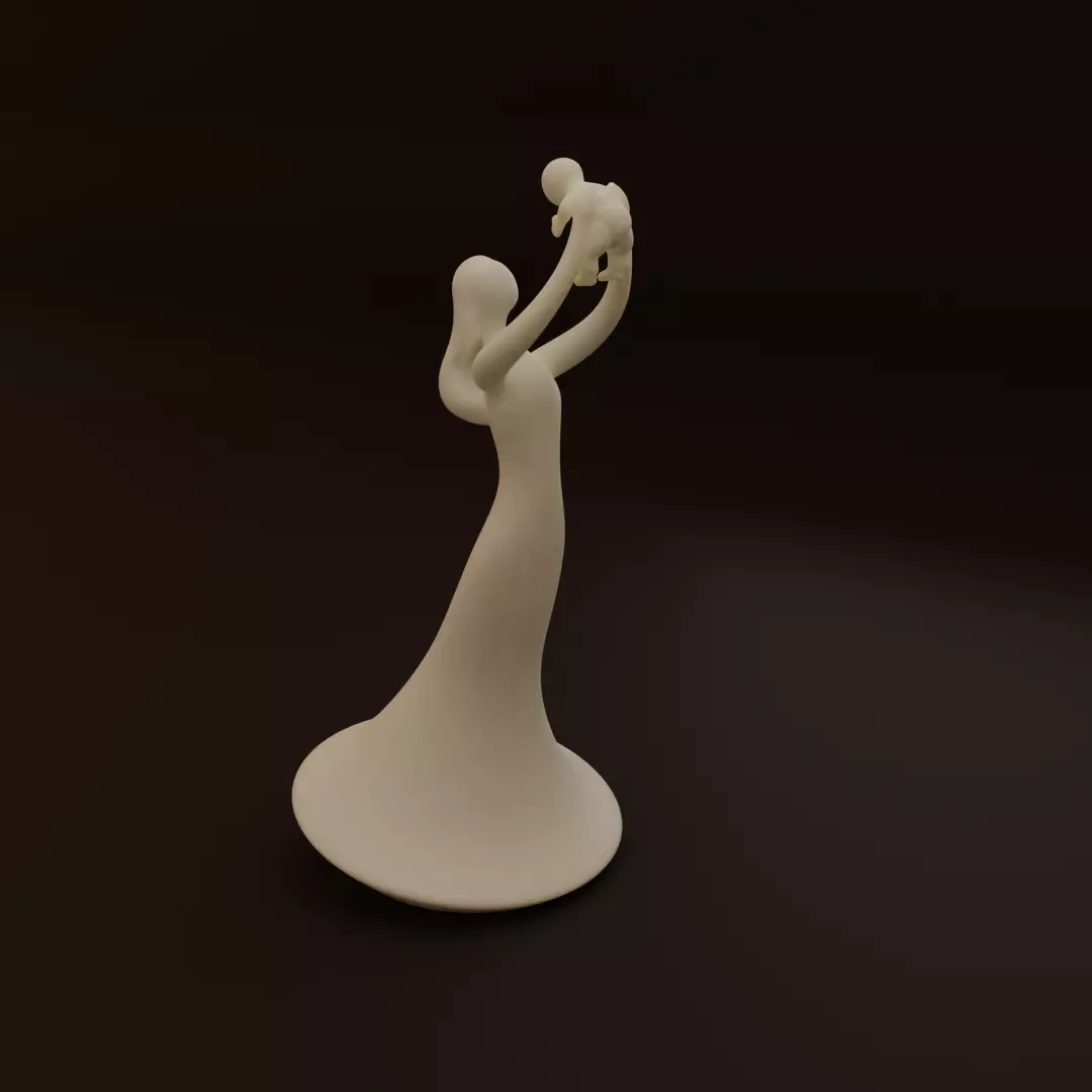 figurine of a woman and a child 3D print model_0