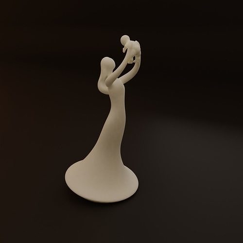 figurine of a woman and a child 3D print model