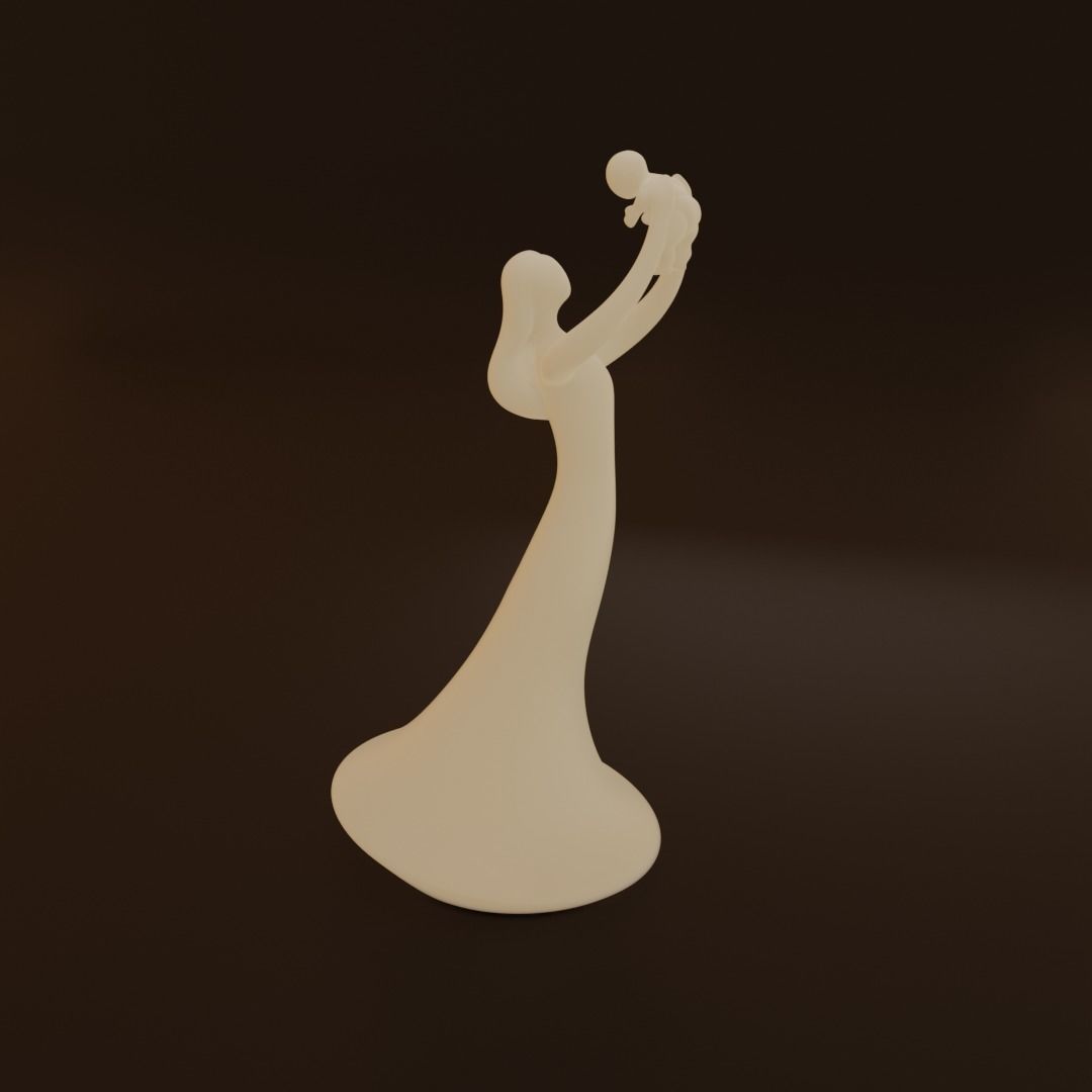 figurine of a woman and a child 3D print model_7