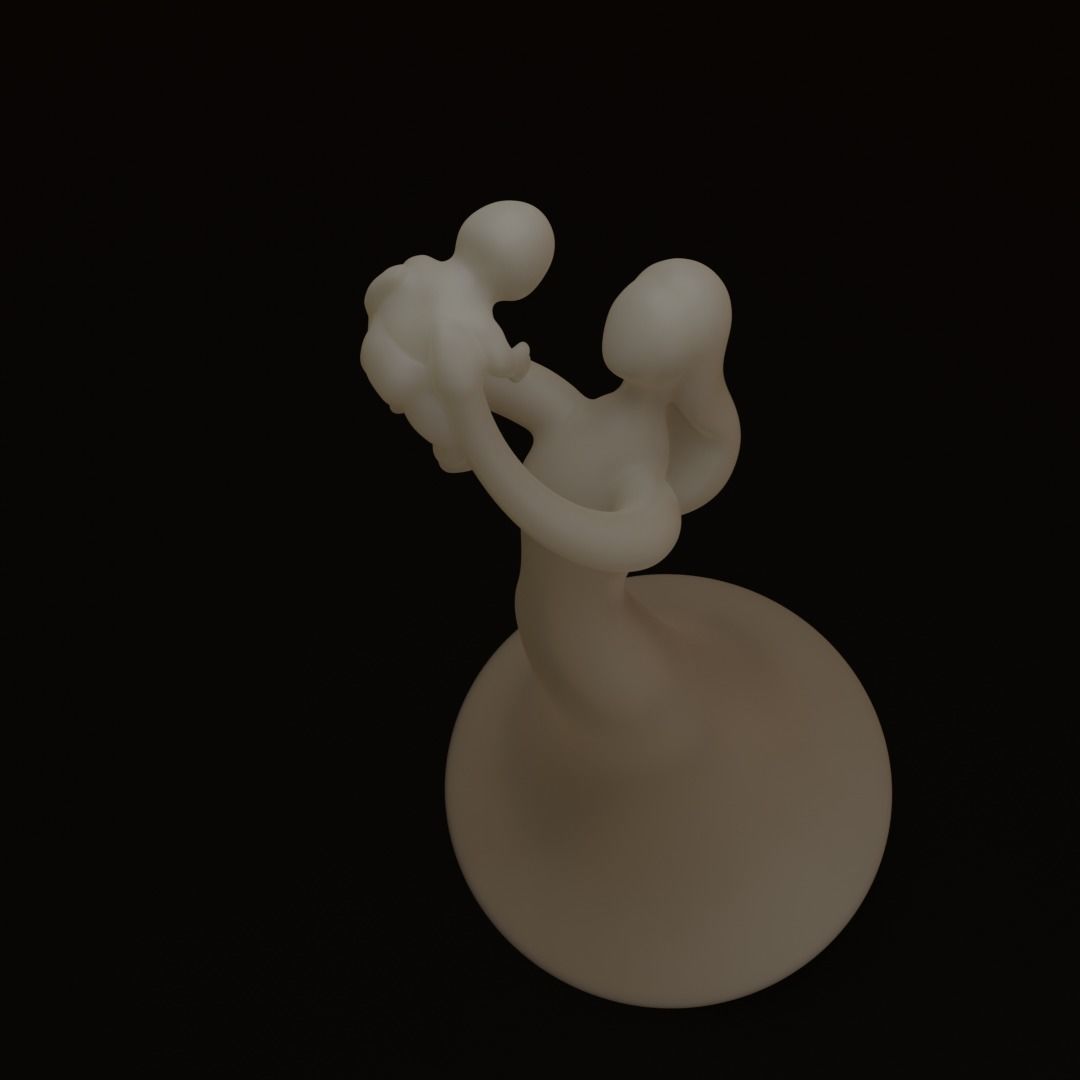 figurine of a woman and a child 3D print model_11