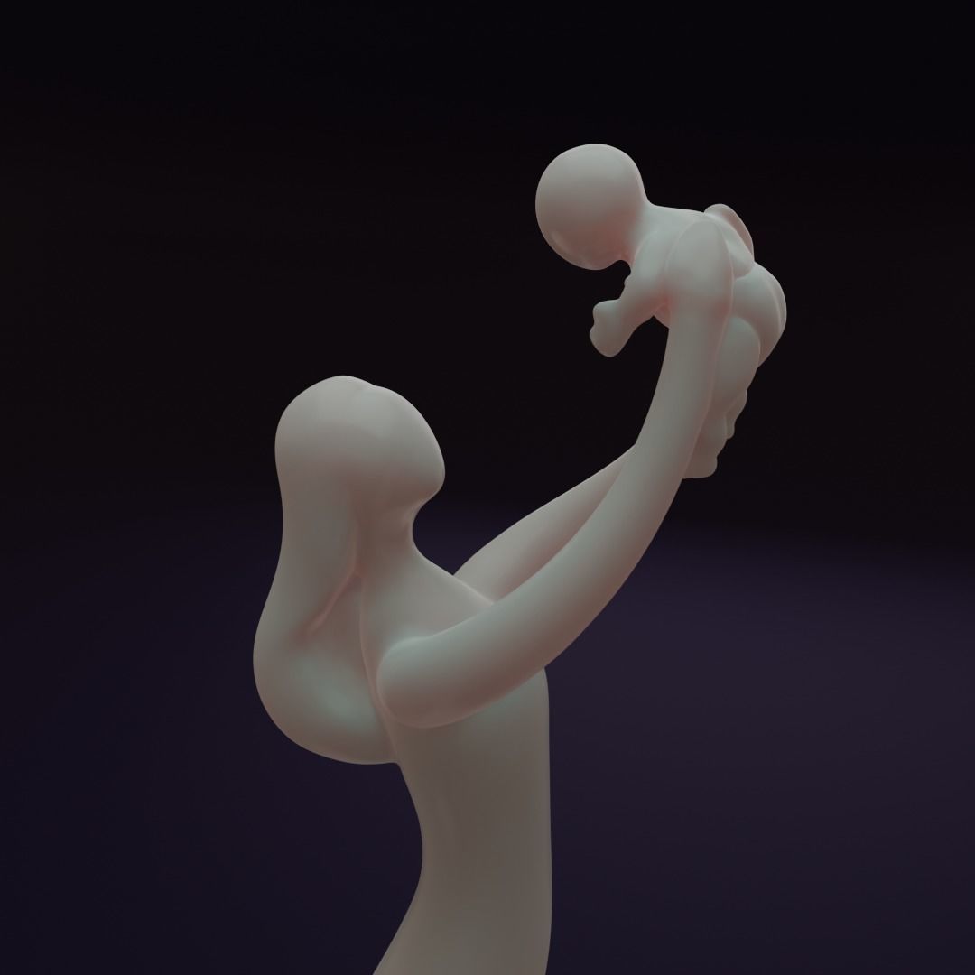 figurine of a woman and a child 3D print model_4