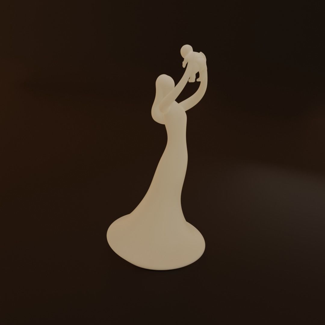 figurine of a woman and a child 3D print model_8