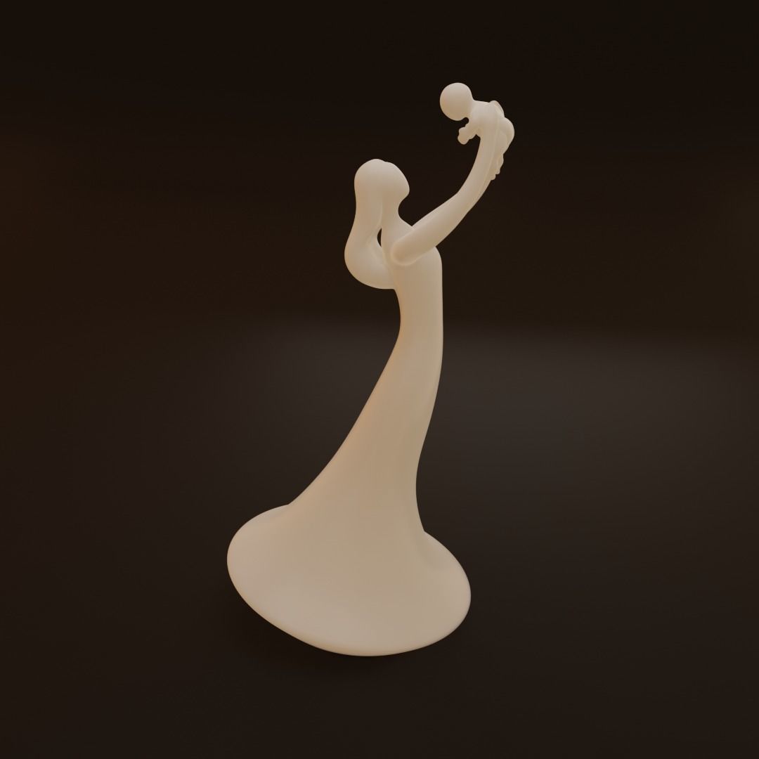 figurine of a woman and a child 3D print model_12