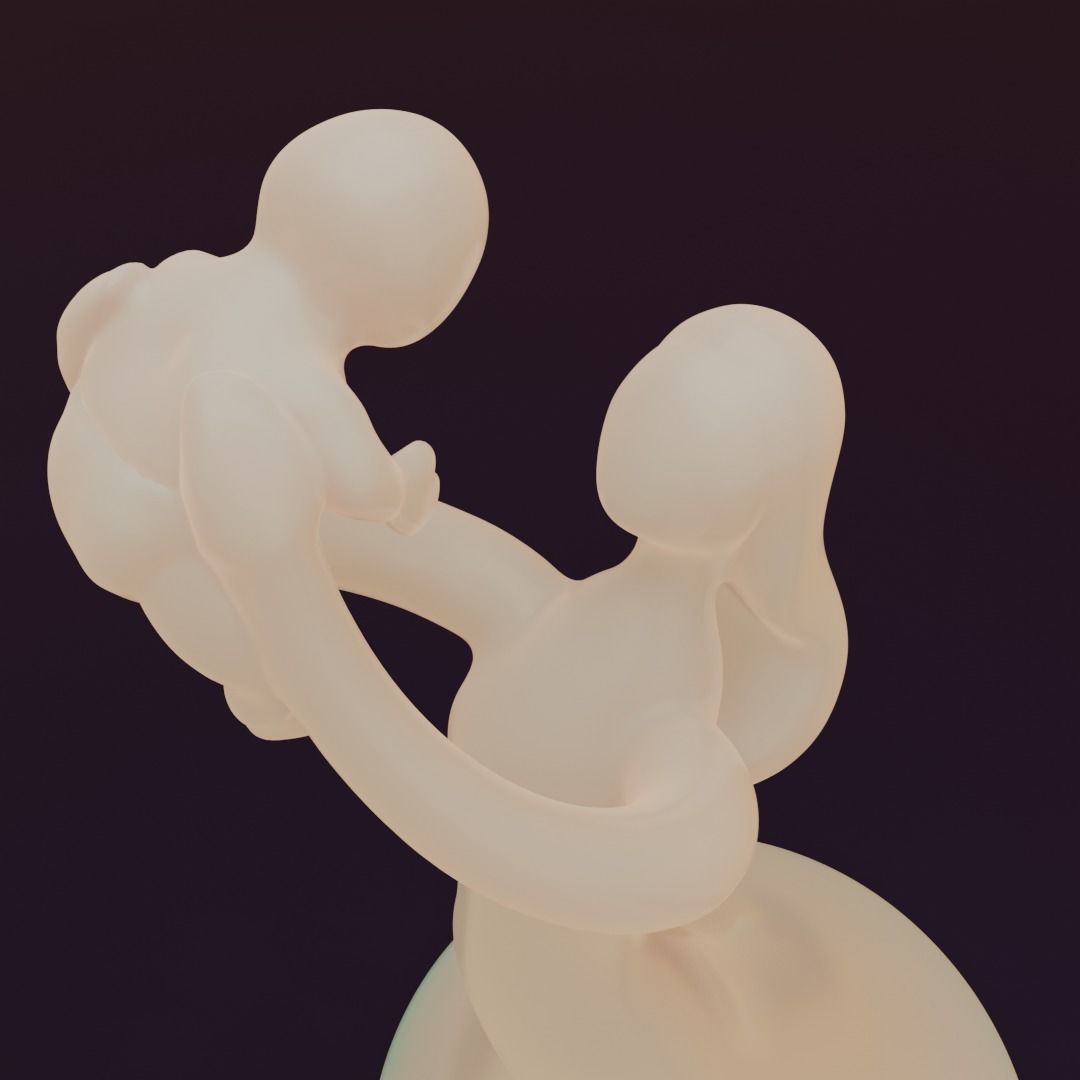 figurine of a woman and a child 3D print model_3