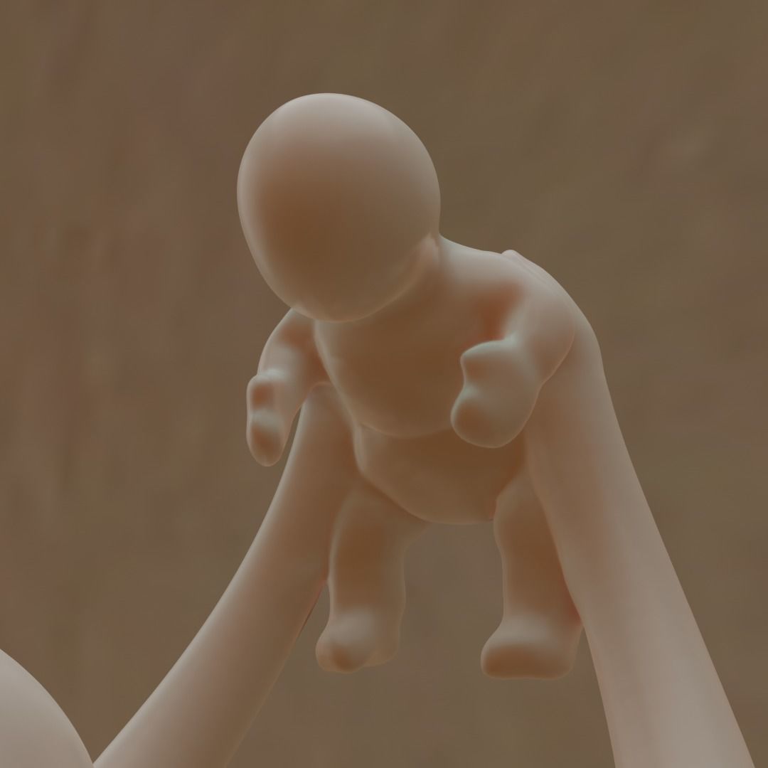 figurine of a woman and a child 3D print model_1
