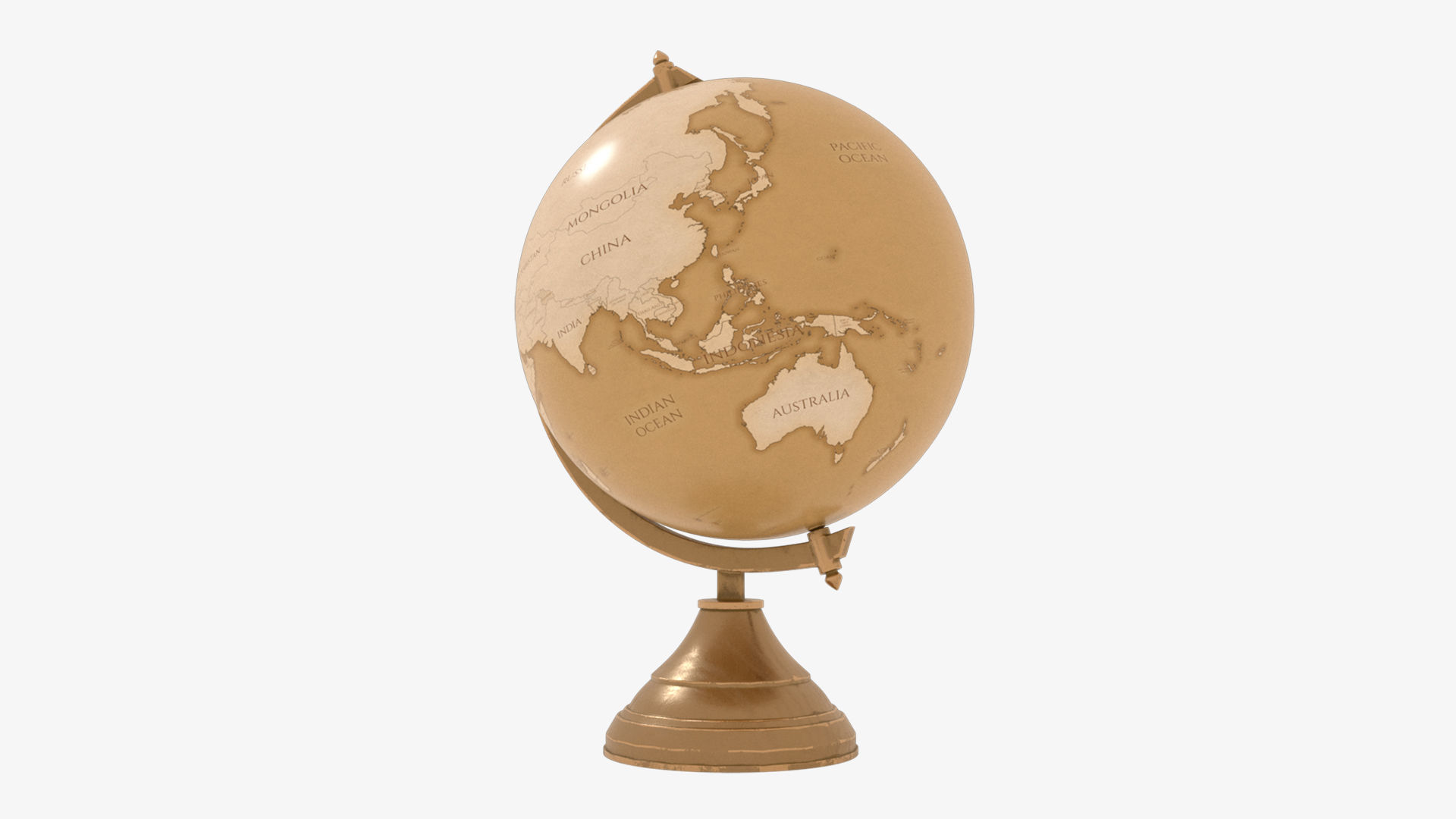 Globe gold Low-poly 3D model_1