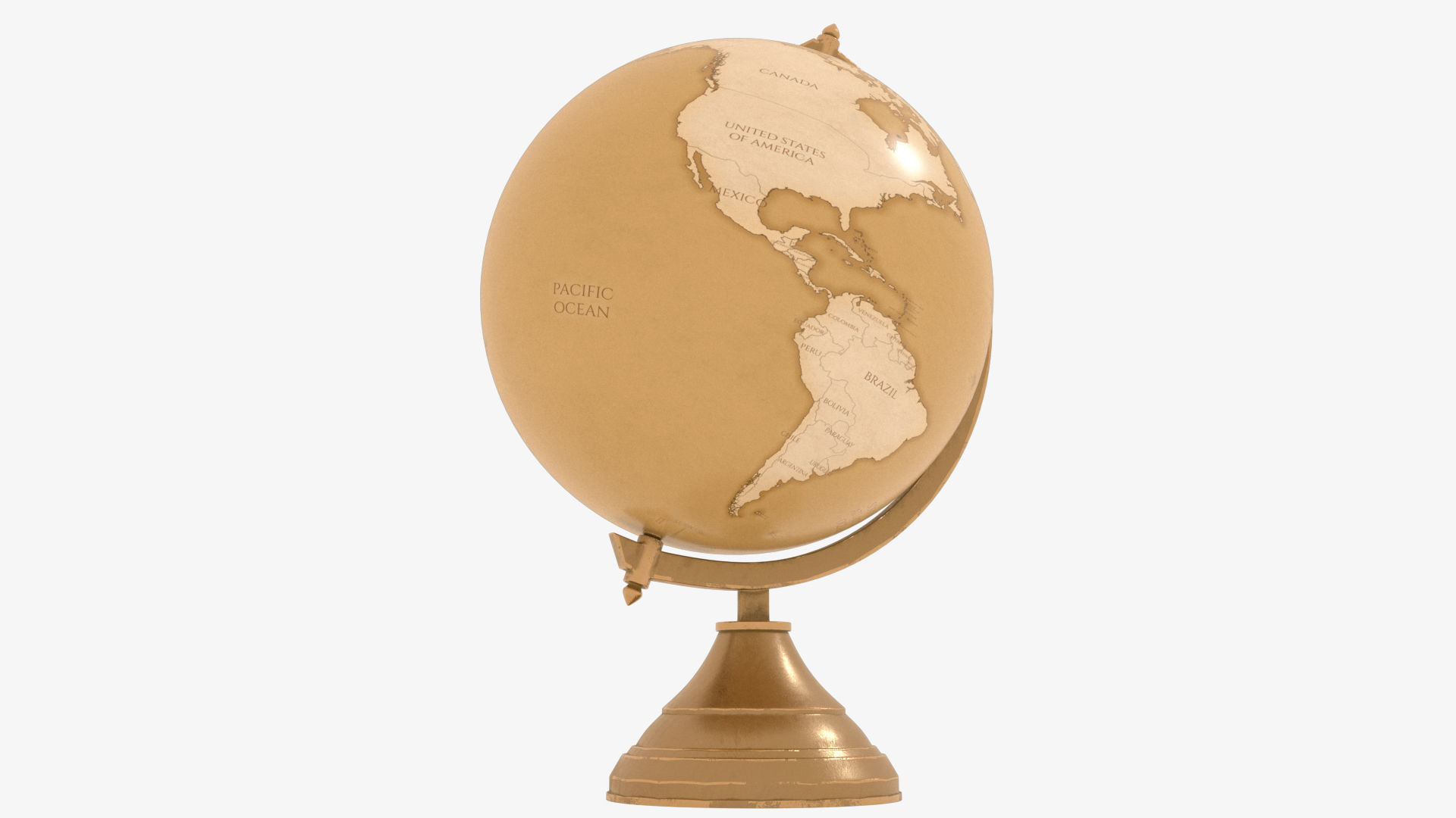 Globe gold Low-poly 3D model_7