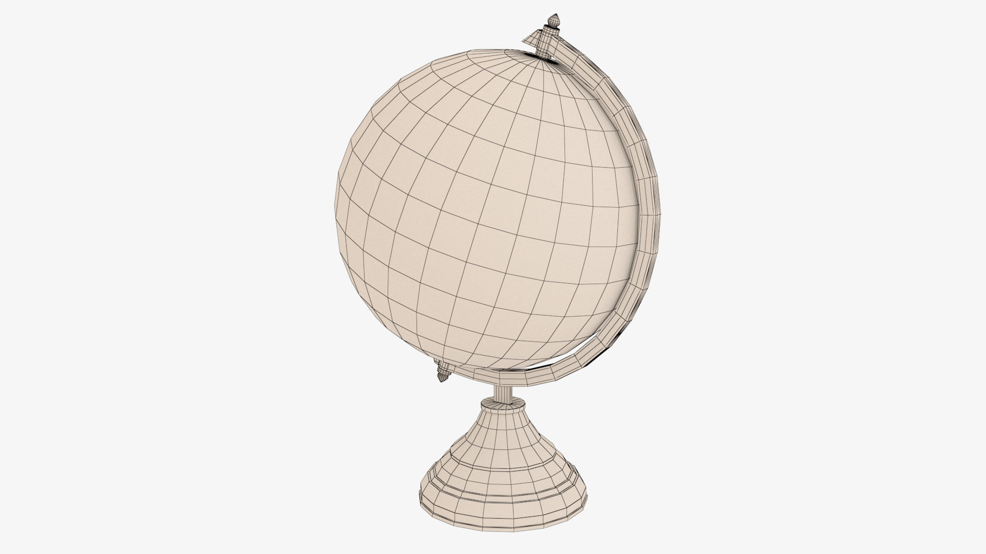 Globe gold Low-poly 3D model_9