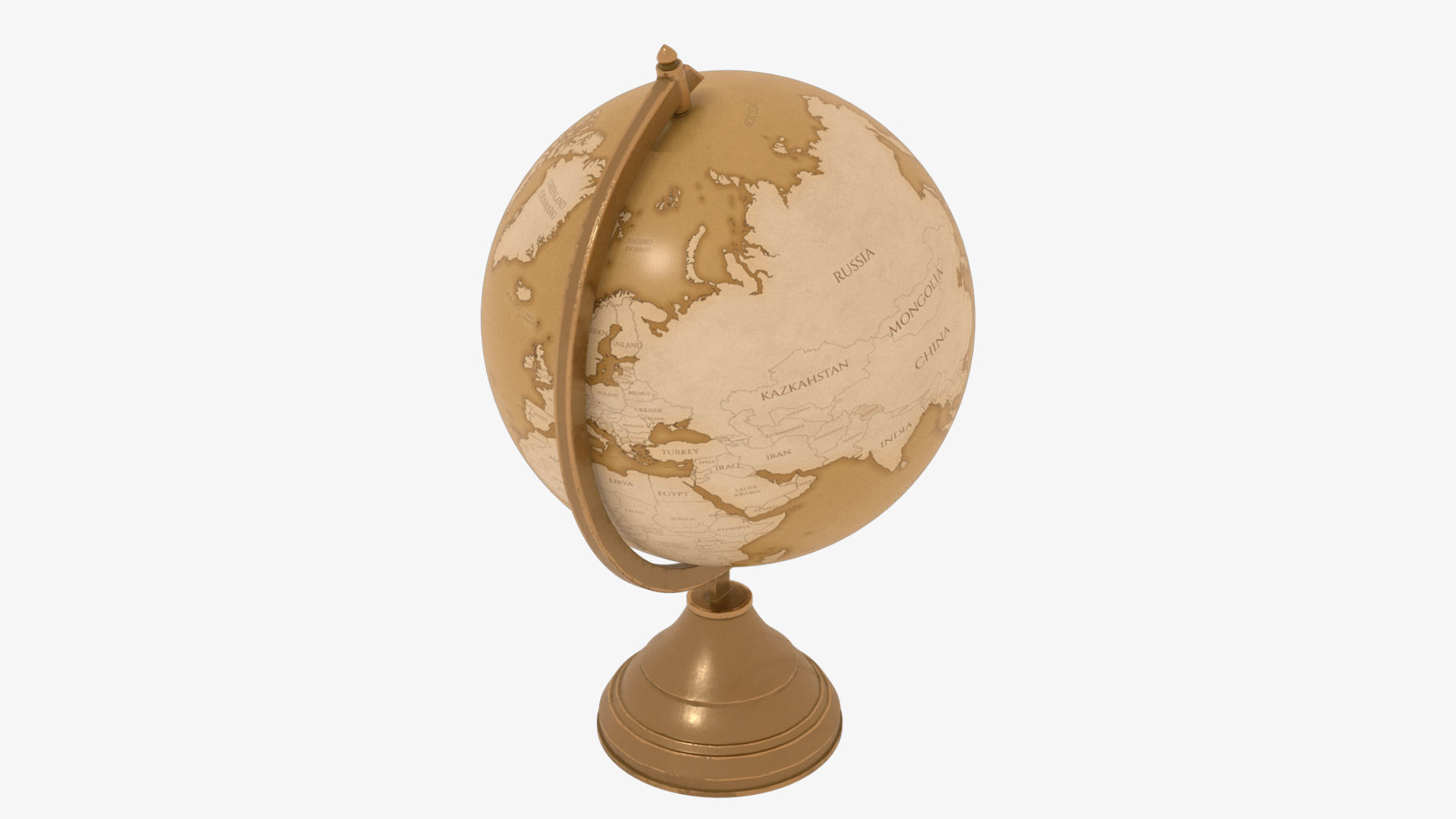 Globe gold Low-poly 3D model_2