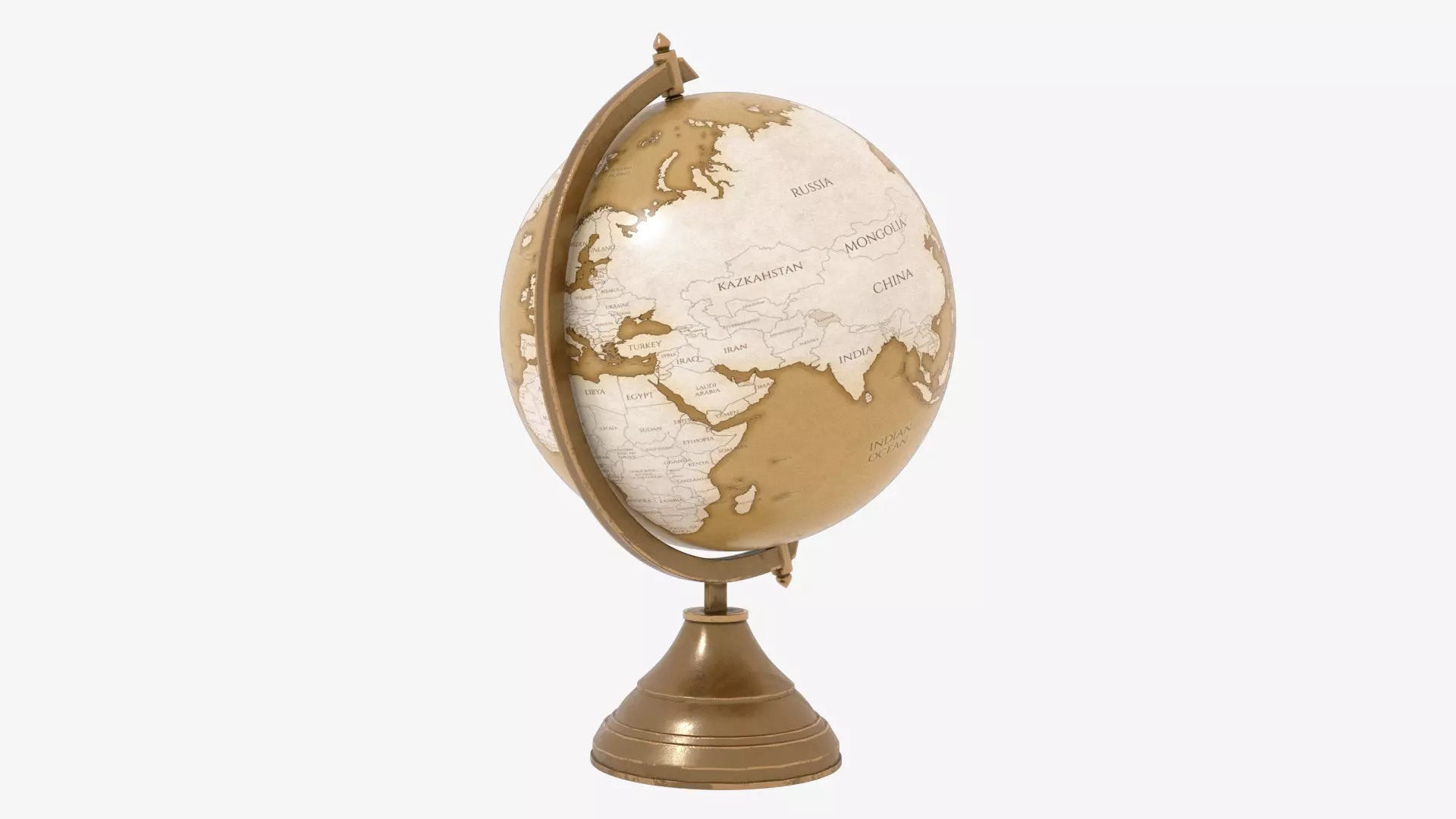 Globe gold Low-poly 3D model_0