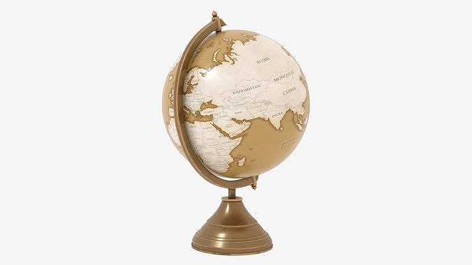 Globe gold Low-poly 3D model