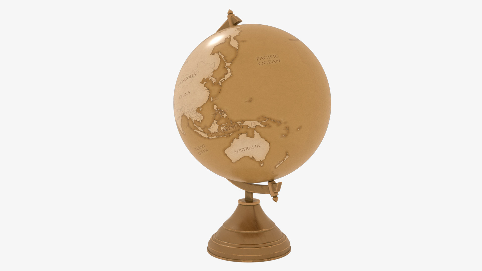 Globe gold Low-poly 3D model_4