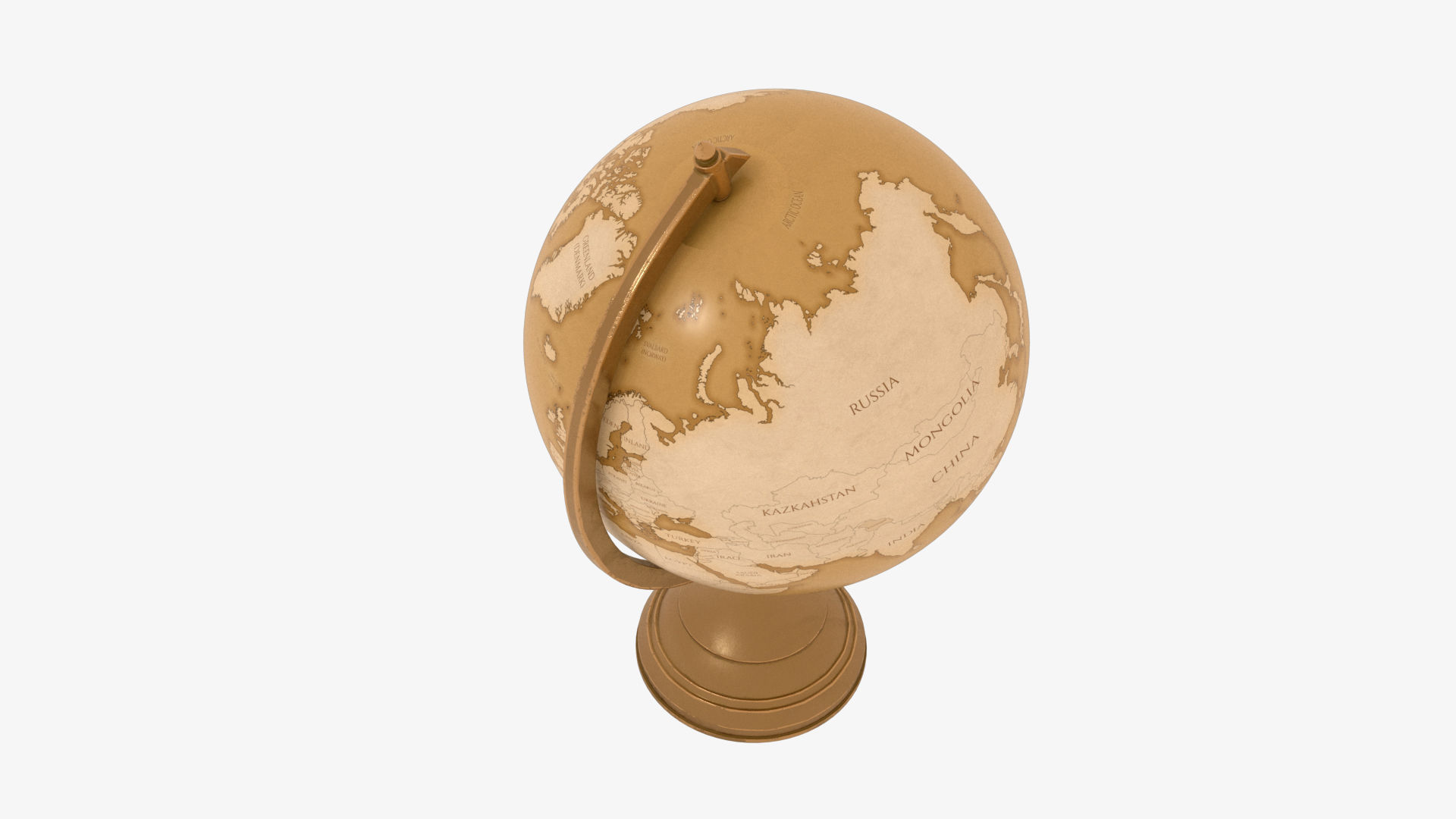 Globe gold Low-poly 3D model_5