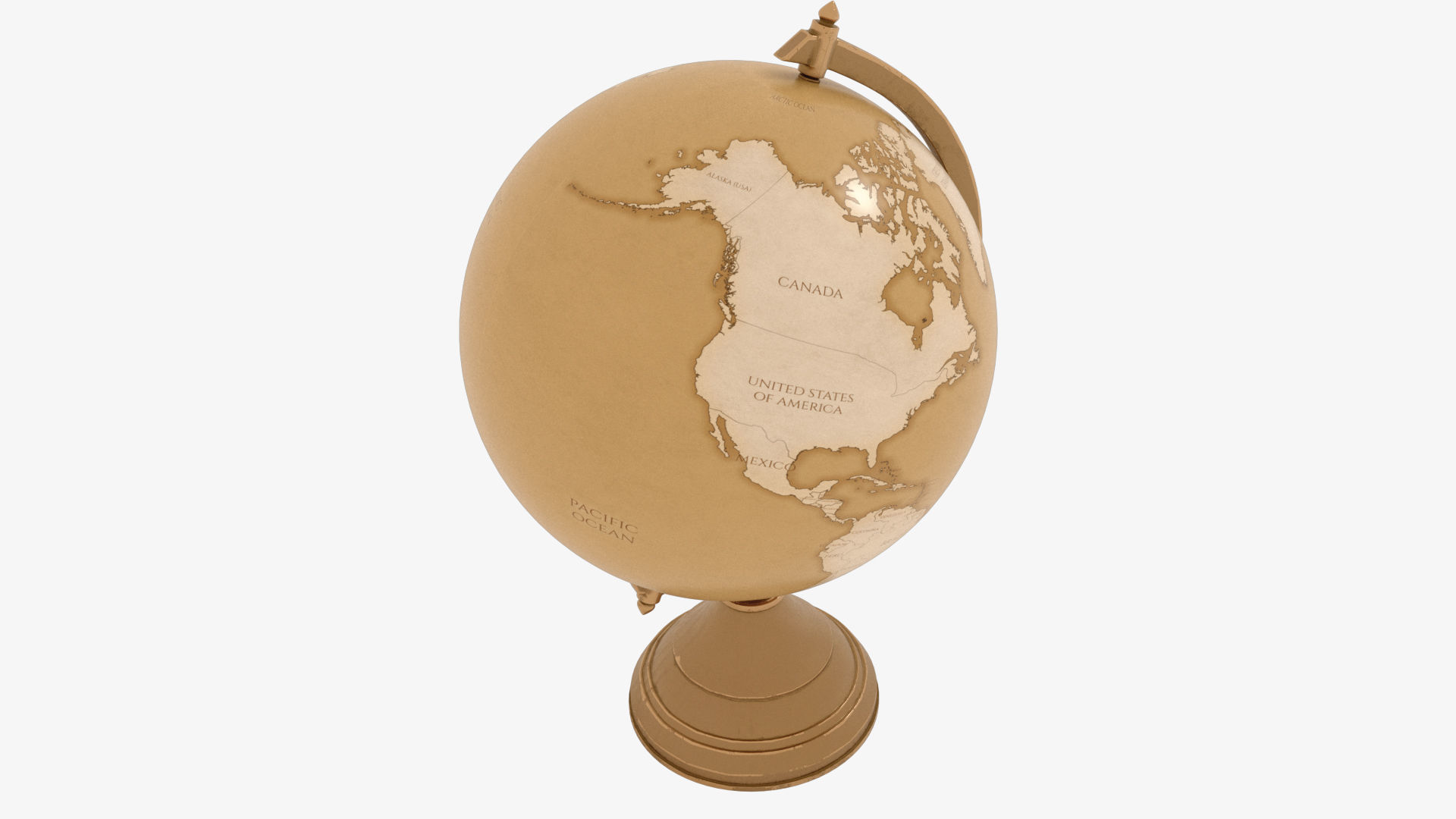 Globe gold Low-poly 3D model_6