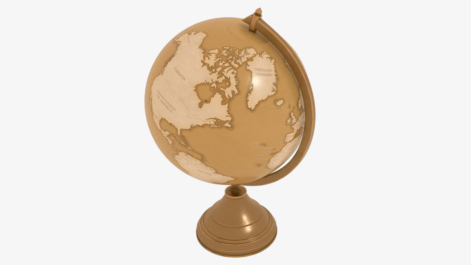 Globe gold Low-poly 3D model_3