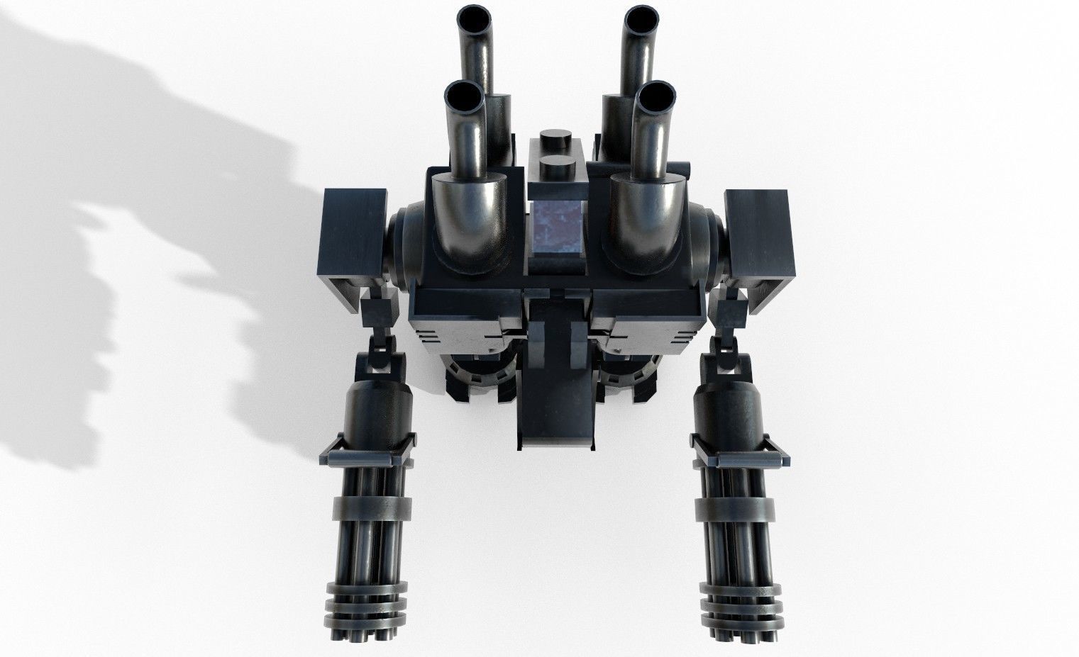 Machine Gun Robot Low-poly 3D model_7
