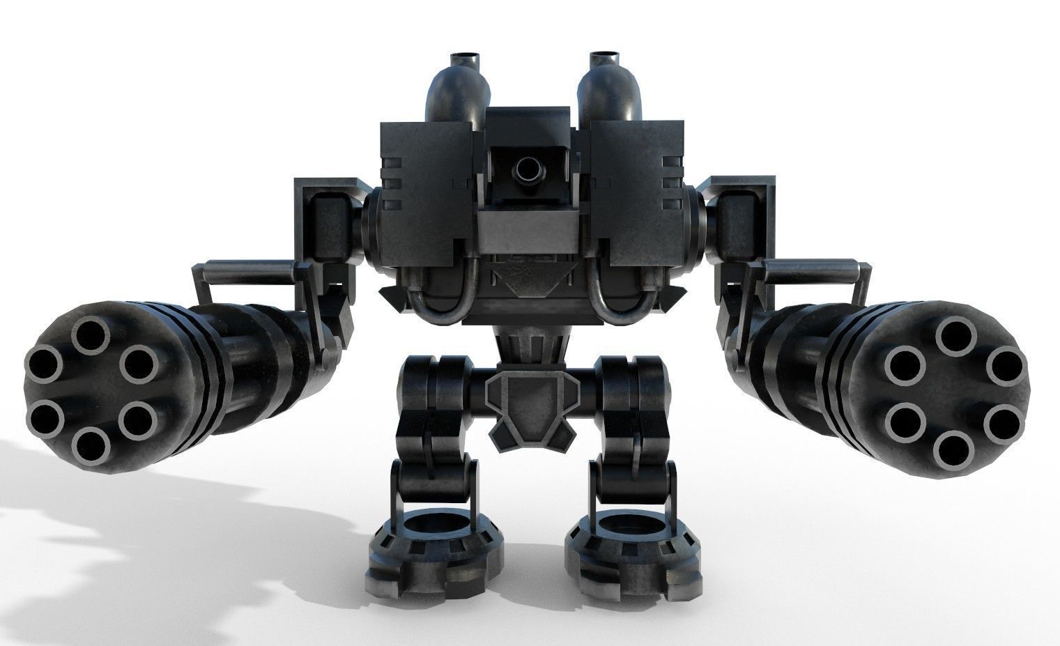 Machine Gun Robot Low-poly 3D model_1