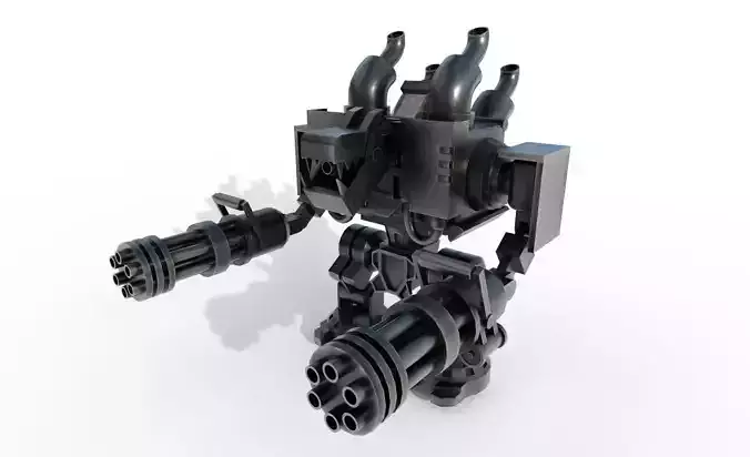 Machine Gun Robot Low-poly 3D model