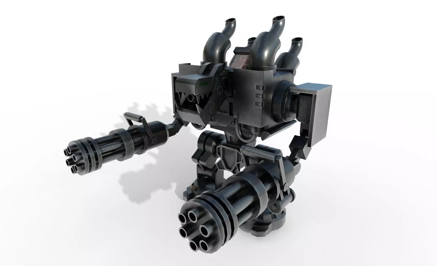 Machine Gun Robot Low-poly 3D model_0