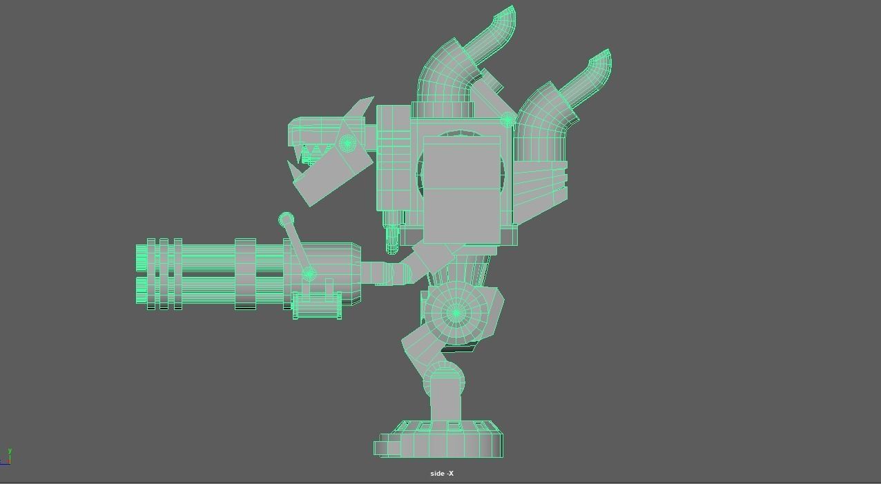 Machine Gun Robot Low-poly 3D model_10
