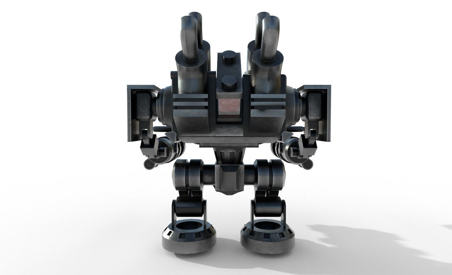 Machine Gun Robot Low-poly 3D model_4