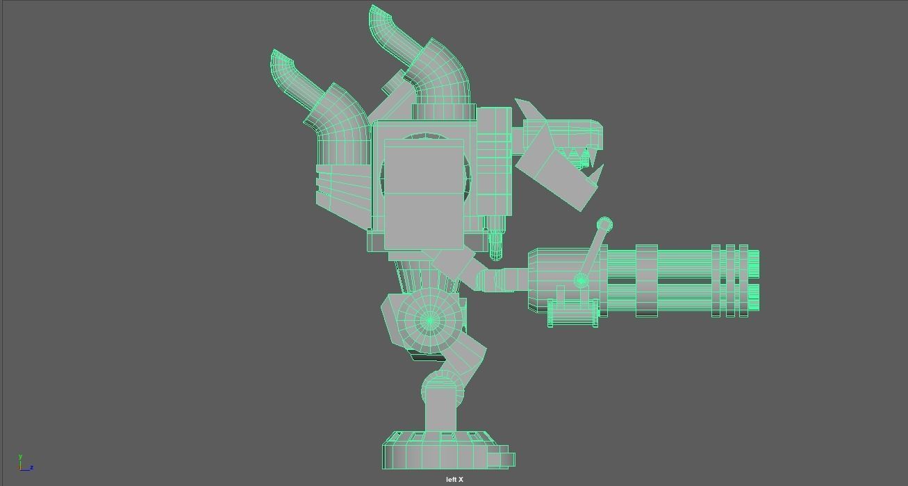 Machine Gun Robot Low-poly 3D model_12