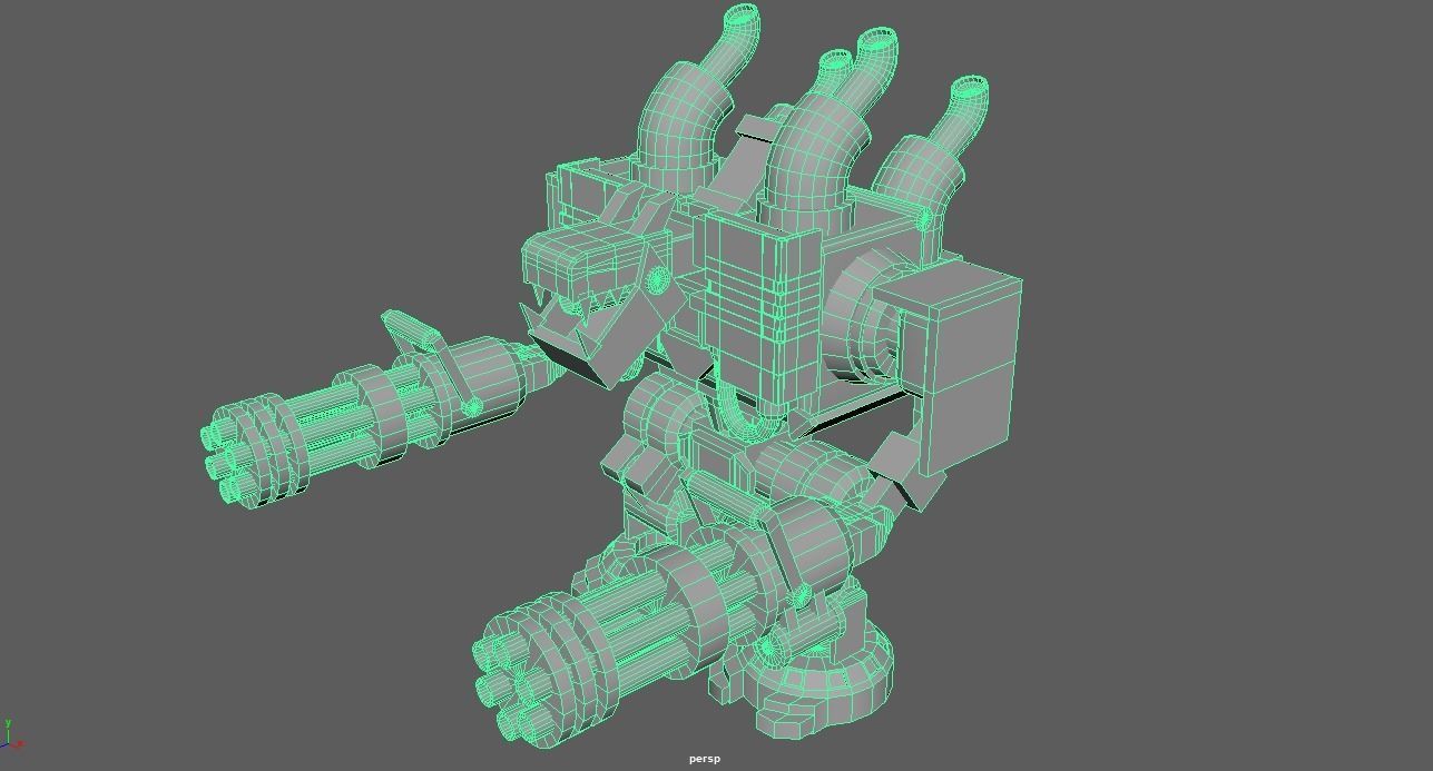 Machine Gun Robot Low-poly 3D model_8