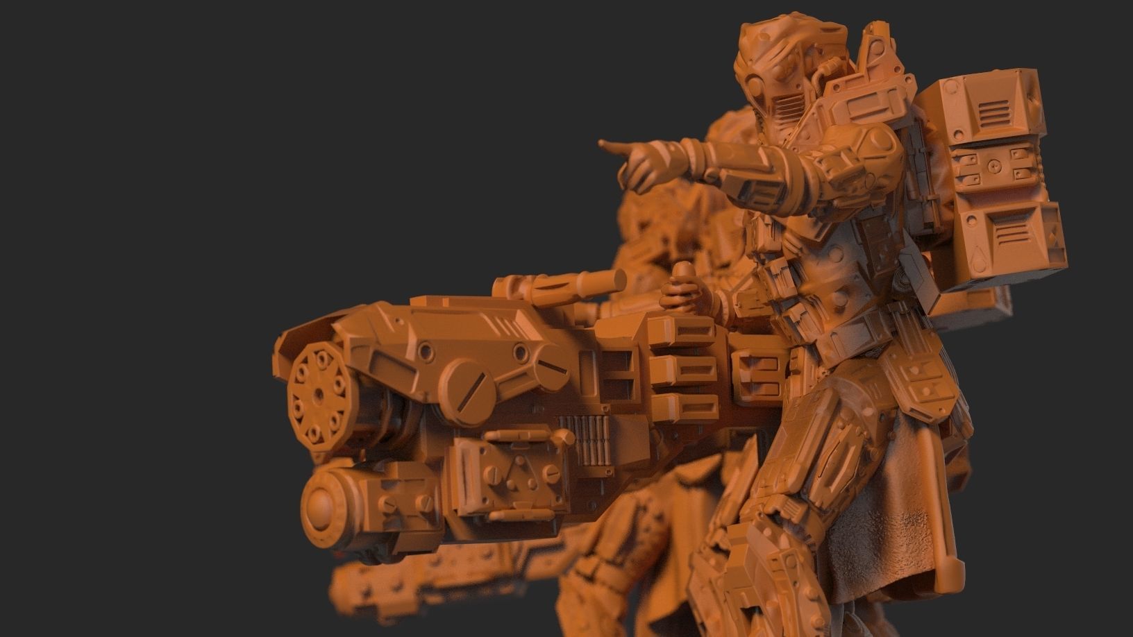 Battle Armor Chaingun minigun Infantry Squad 3D print model_5