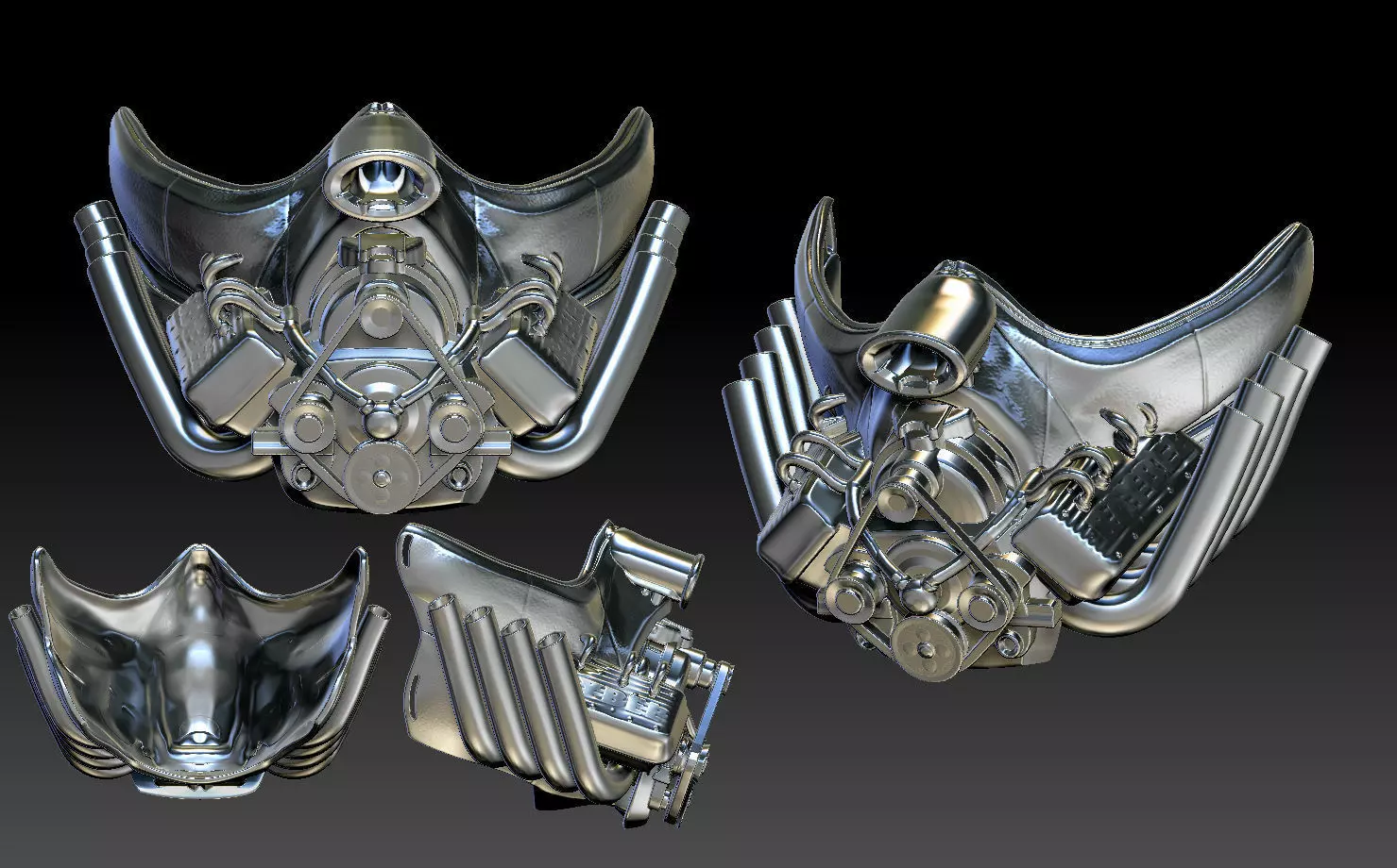 hotrod V8 facemask 3D print model_0