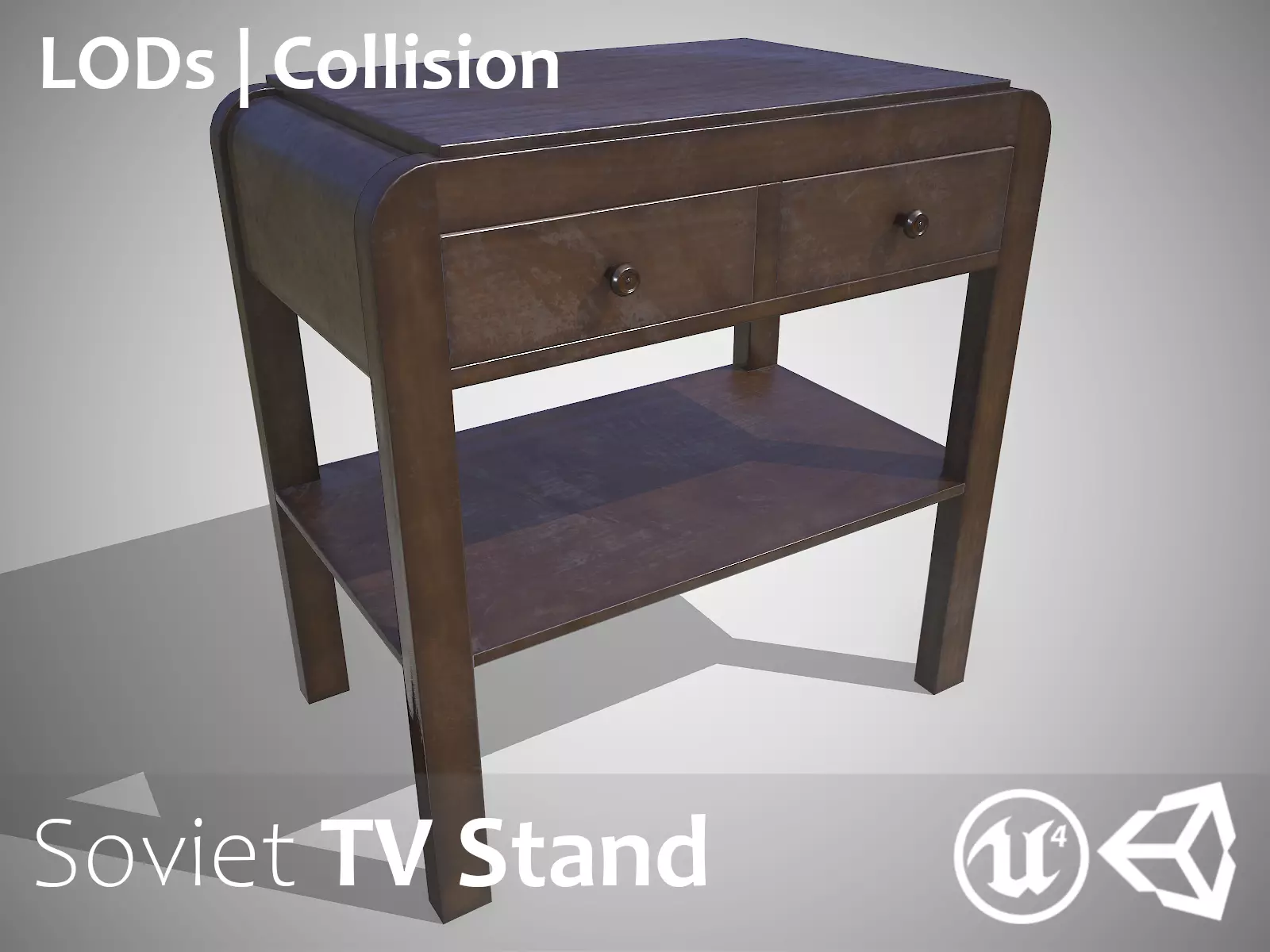 Retro Soviet TV Stand - Updated for 2021 Low-poly 3D model_0
