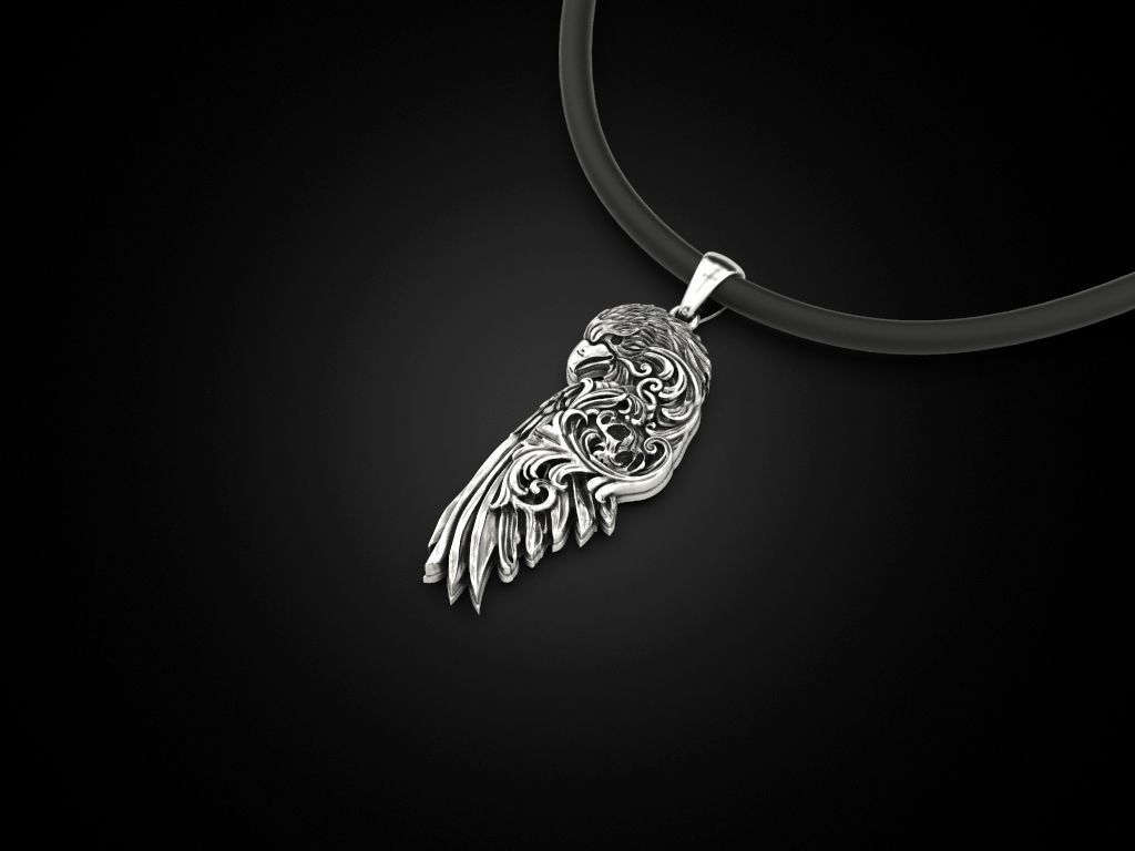 Raven wing pendant 3D print model_3