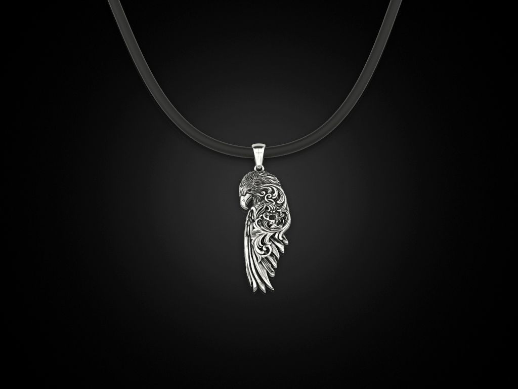 Raven wing pendant 3D print model_4
