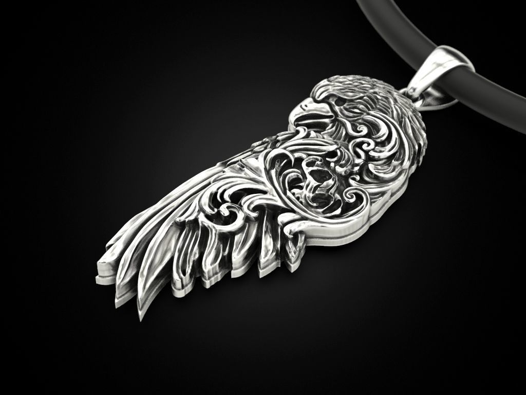 Raven wing pendant 3D print model_2