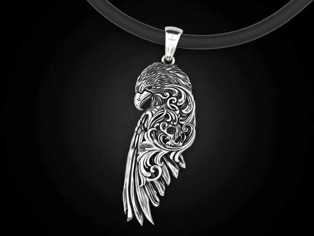 Raven wing pendant 3D print model_0