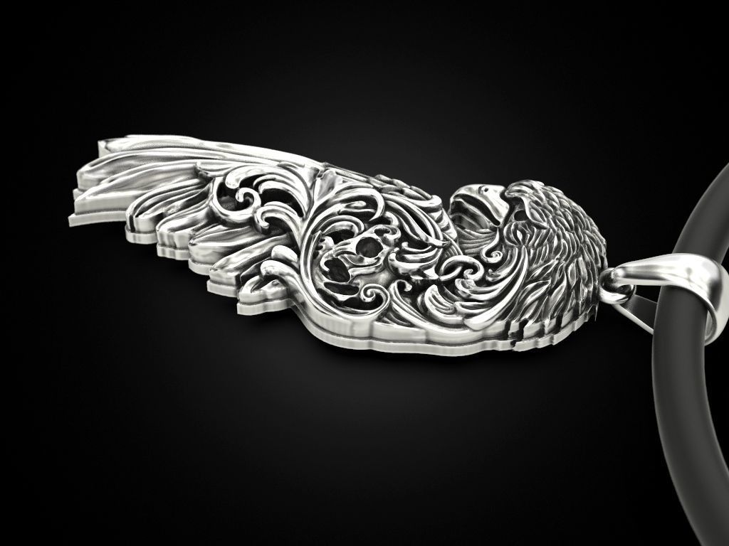Raven wing pendant 3D print model_7