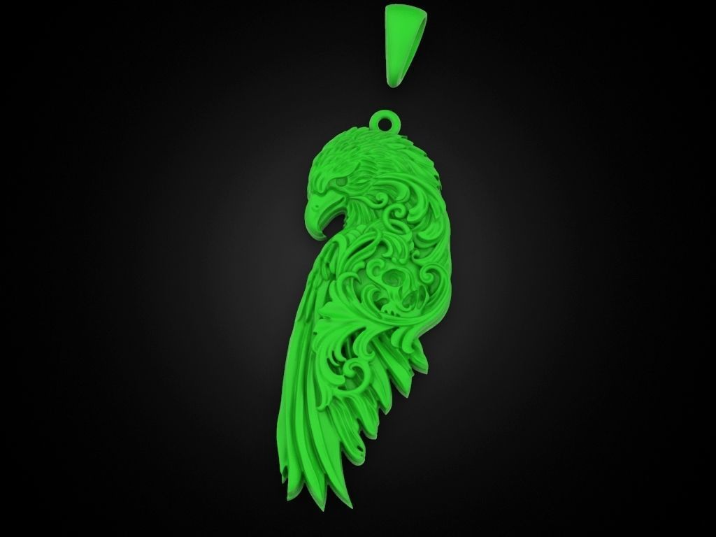 Raven wing pendant 3D print model_8