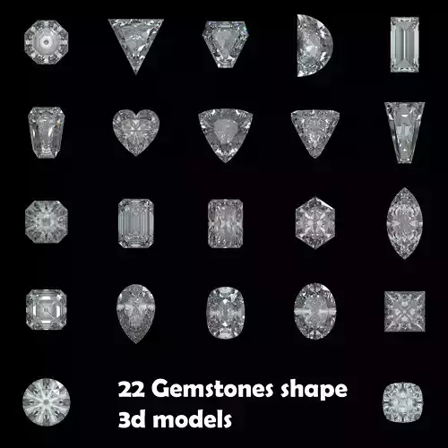 Pack of 22 Gemstones shape for jewelry Designing CAD 3D print model