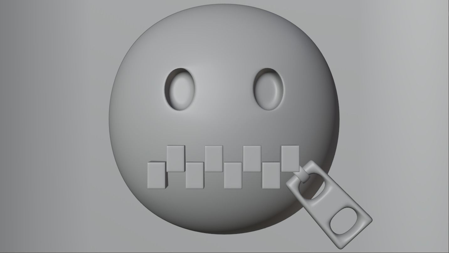 Zipper Mouth Emoji 3D model_4