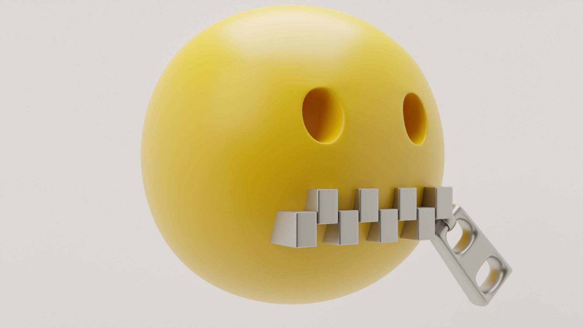 Zipper Mouth Emoji 3D model_1