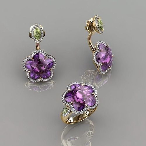 Stylish Ring and Earrings 3D print model