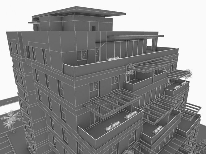 Condominium 02 Low-poly 3D model 6