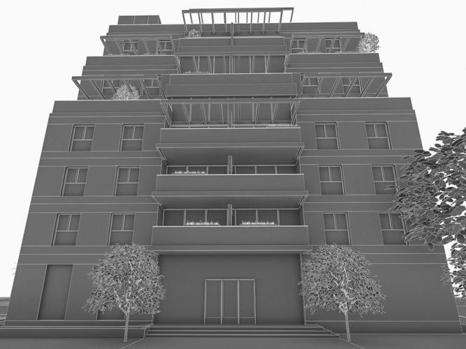 Condominium 02 Low-poly 3D model 7