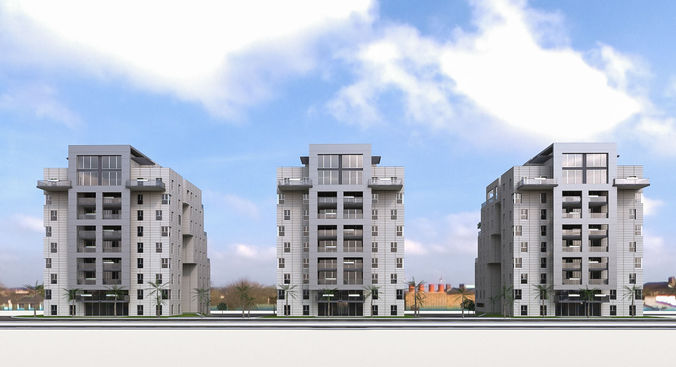 Condominium 02 Low-poly 3D model 2