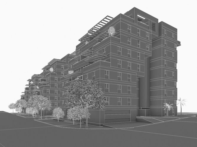 Condominium 02 Low-poly 3D model 5