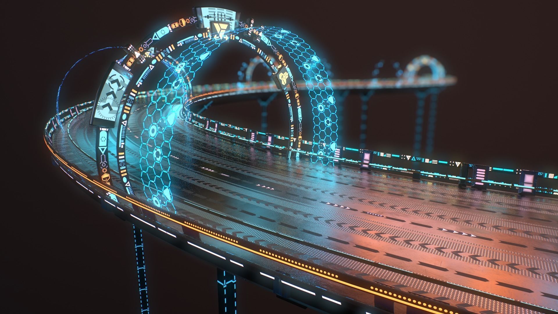 Sci-fi Road Low-poly 3D model_28