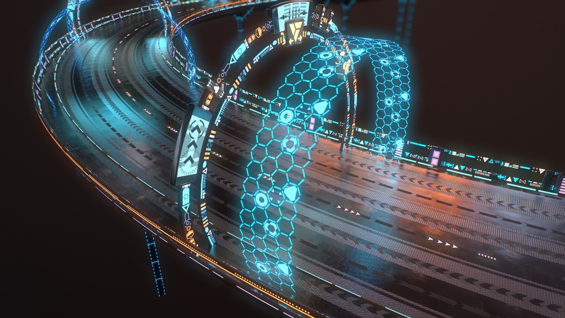Sci-fi Road Low-poly 3D model_27