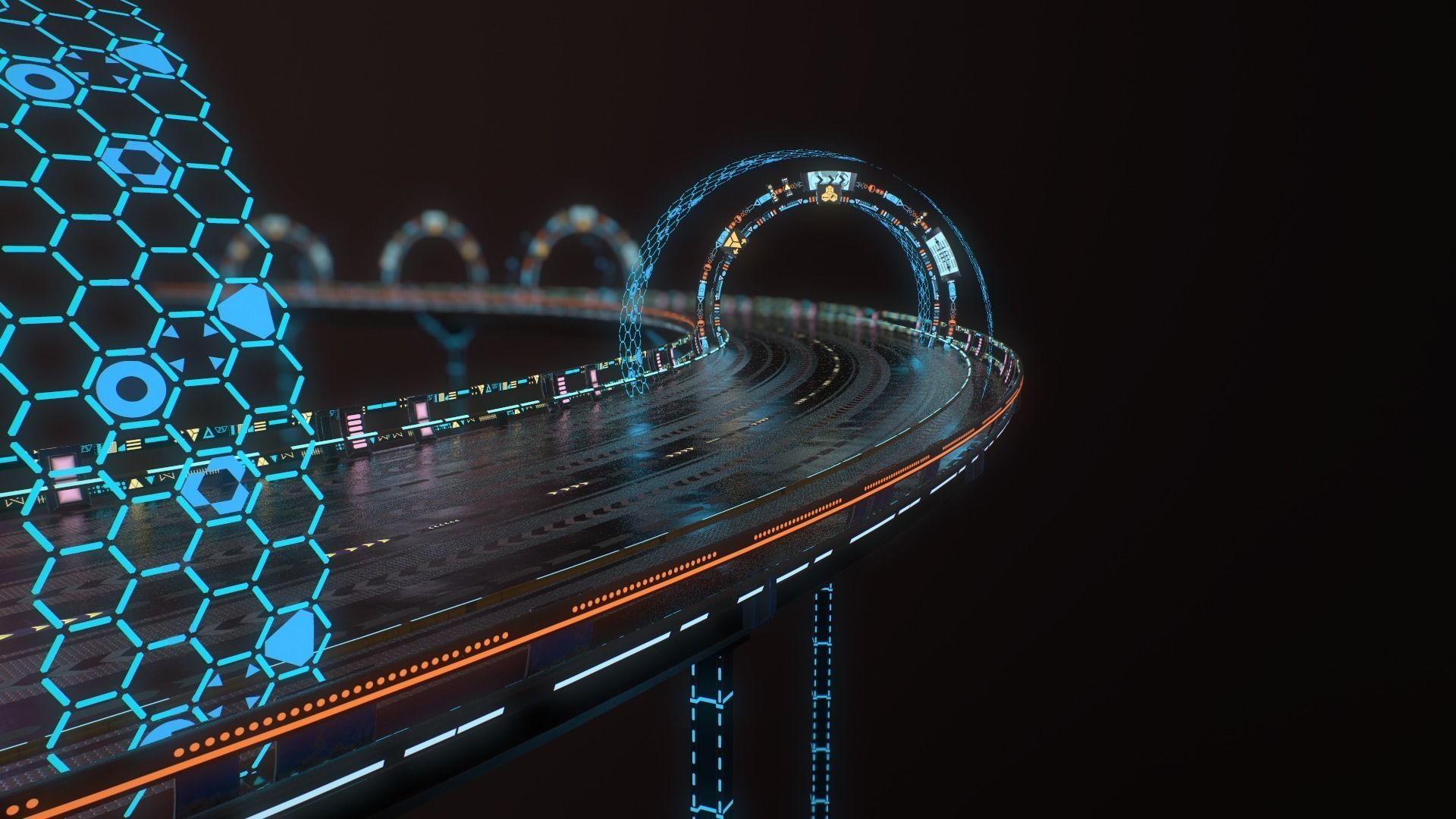 Sci-fi Road Low-poly 3D model_11
