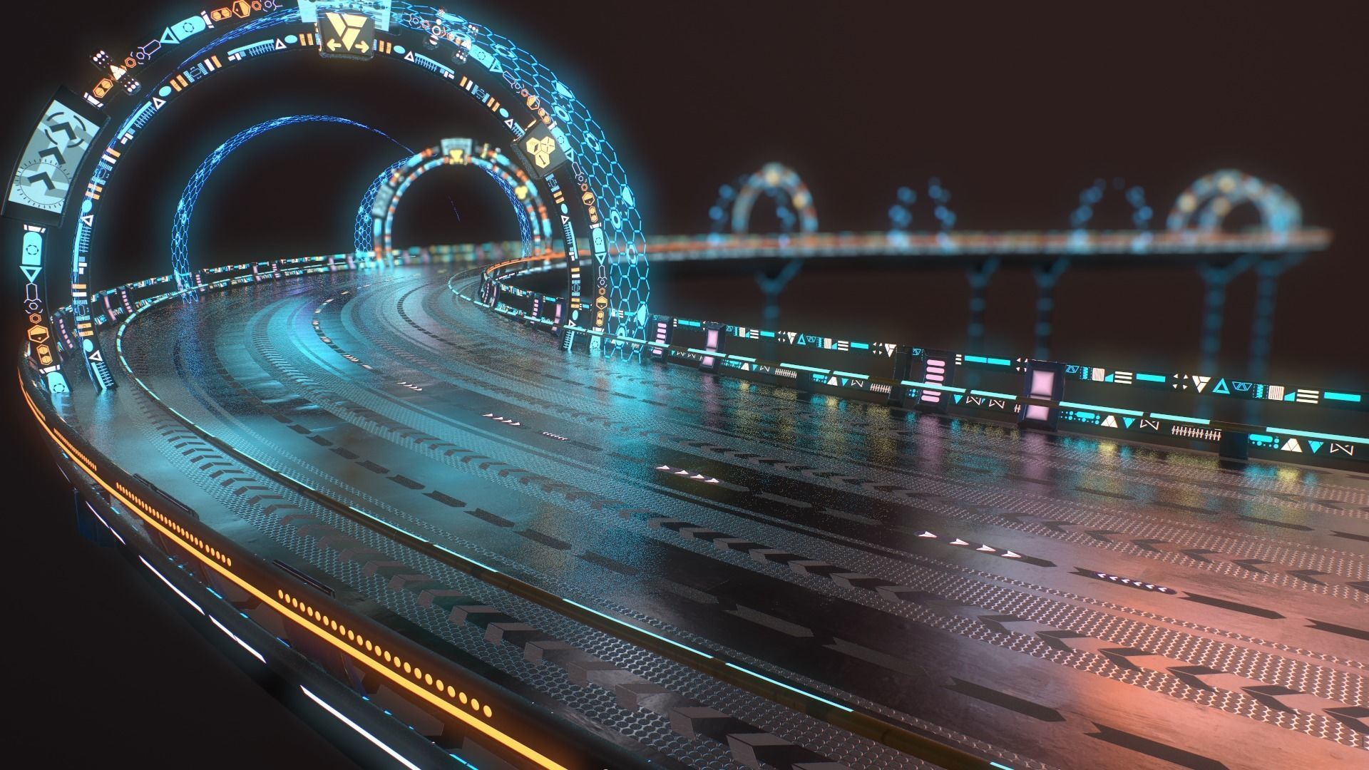 Sci-fi Road Low-poly 3D model_8