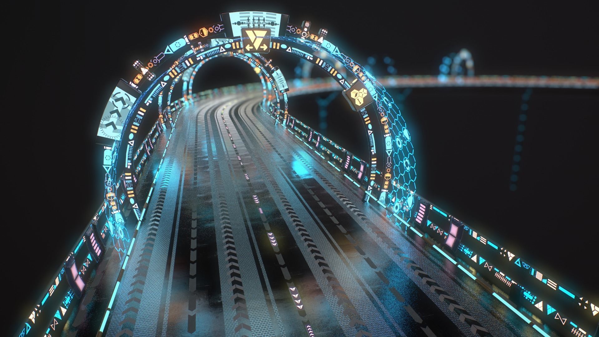 Sci-fi Road Low-poly 3D model_16